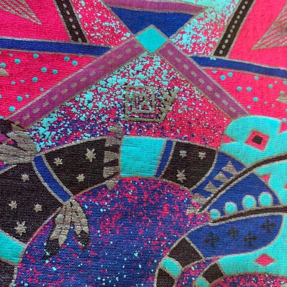 Vintage 90s Pink & Teal Single Stitch Aztec Print T-Shirt Size Large - Picture 6 of 12